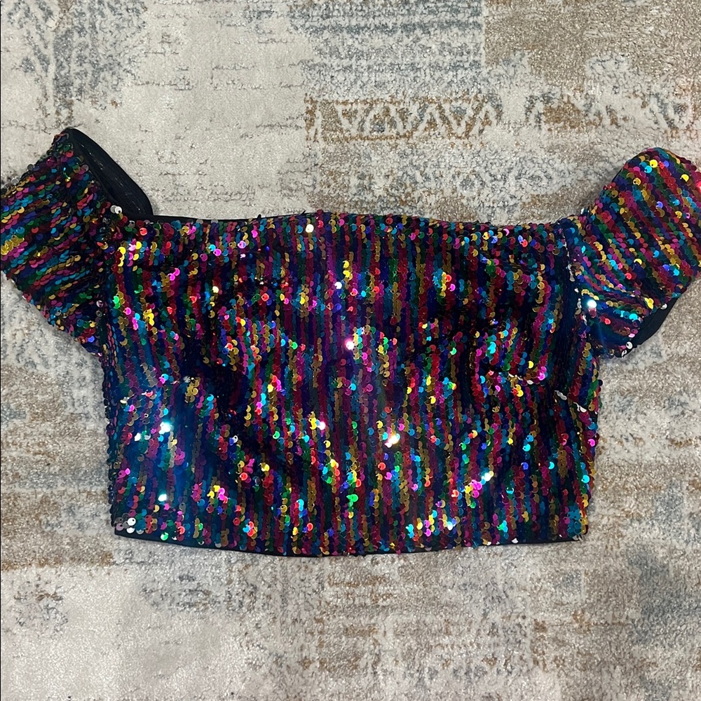 ‼️ Sequin Off-Shoulder Crop Top ‼️